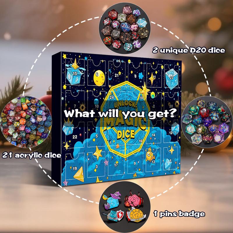 2025 Christmas Dice Advent Calendar -with 24 holes Include Badge