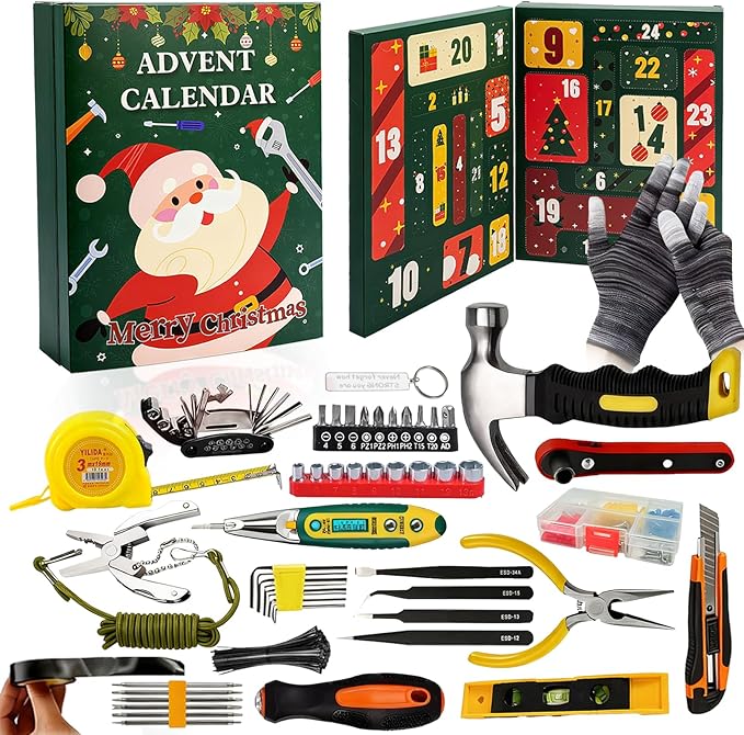 Hand Tool Advent Calendar 2025 – 24-Day Christmas Countdown Gift for Men