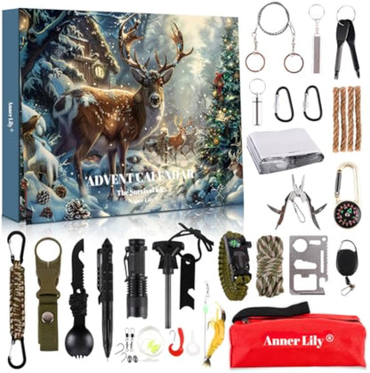 Survival Kit Advent Calendar 2025 – 24 Days Christmas Countdown Gift for Men